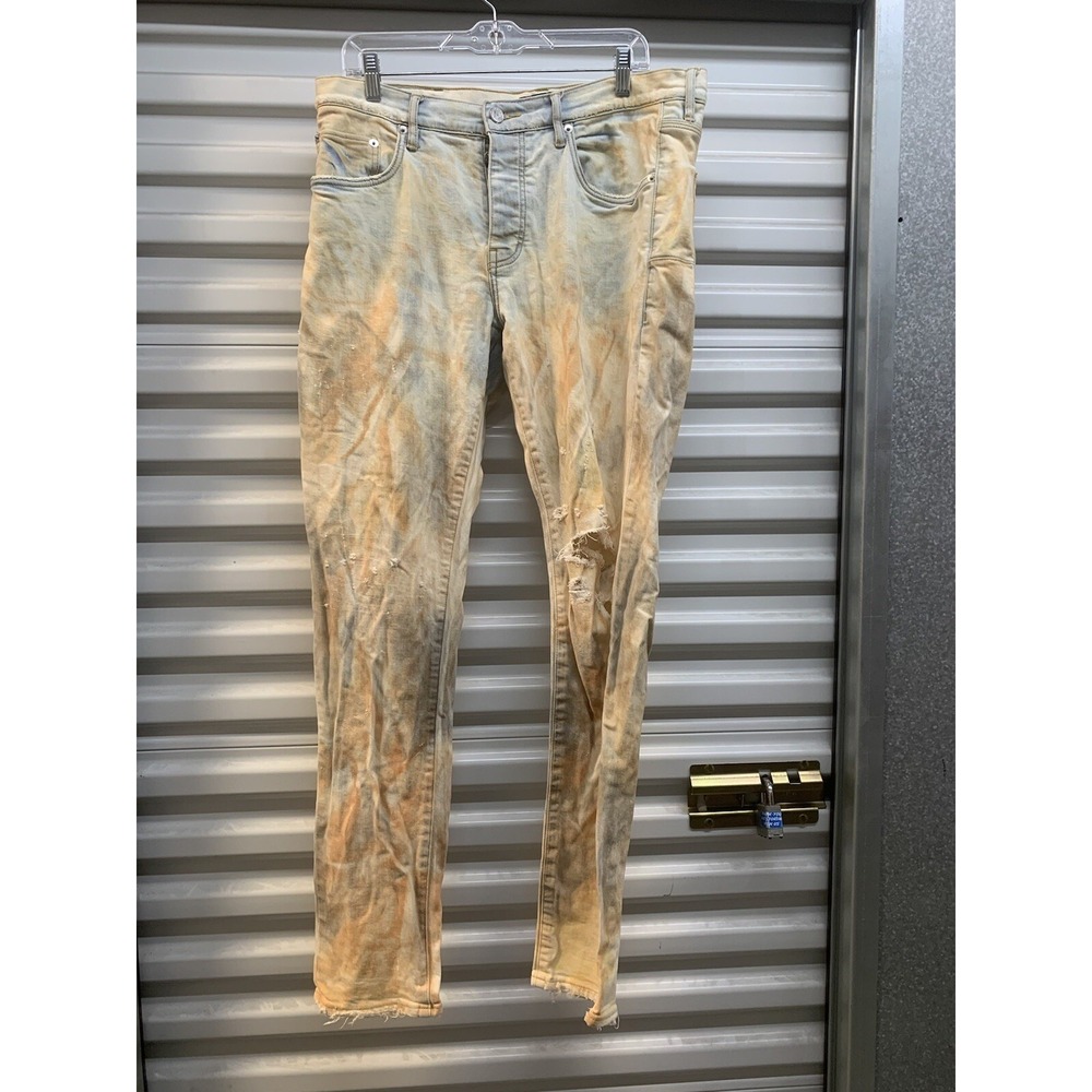 Purple Brand Mens Orange Tie Dye 33x34 800080 Distressed